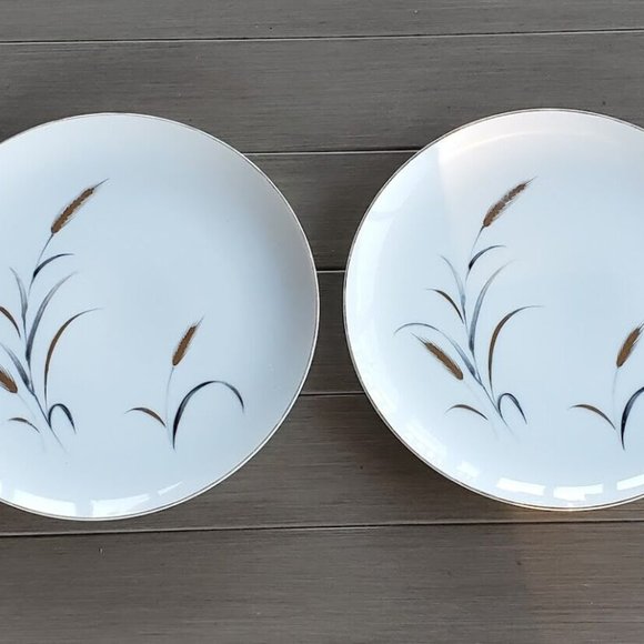 Set of 2 CTS Eternal Harvest Dinner Plates Gold & Silver CTS Vintage Mid Century - Picture 4 of 12